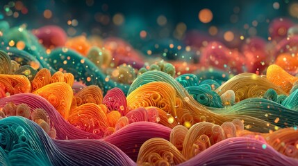 Vibrant colorful background featuring multiple waves in different shades creating a lively and dynamic visual experience perfect for artistic designs and creative projects