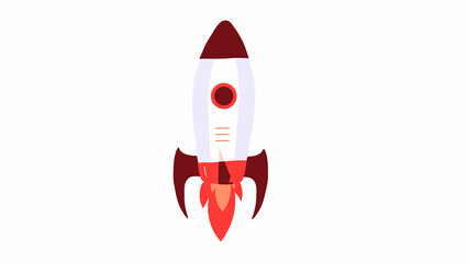 "Cartoon Rocket Launch Illustration – Colorful Flat Design Space Shuttle Icon"