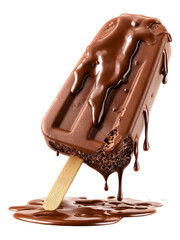 Obraz premium Delicious Melted Chocolate Ice Cream Bar on Transparent Background