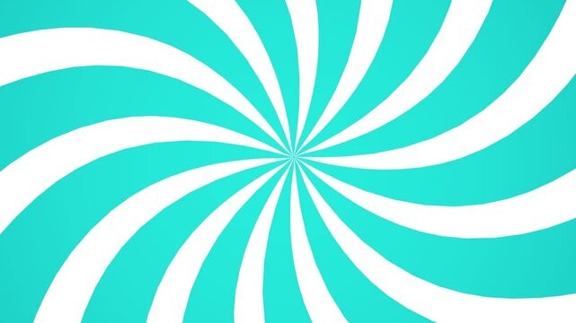White blue Spiral Sunburst Background Animation, Seamless Loop, Retro Inspired Multicolor Bubblegum Swirl Rays and Rotating Stripes, 4k