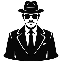 agent icon spy sunglasses isolated vector illustration on white background