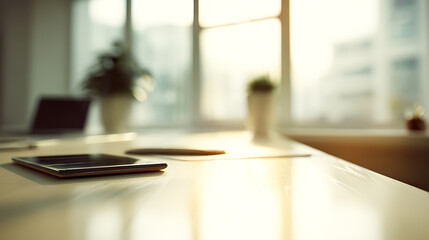 Obraz premium Minimalist workspace with clean desk, simple and organized. Efficiency and focus in a modern professional setting.