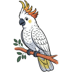 cockatoo isolated vector illustration on white background