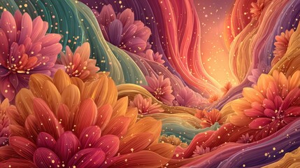 Exquisite background featuring a beautiful array of colorful flowers blooming in full glory creating a lush floral scene filled with life, colors, and natural beauty for various uses