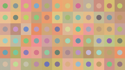 Colorful grid background with playful soft tones and centered circle accents in every block. Fully contained design perfect for gift wrap, packaging, branding, or festive visuals.