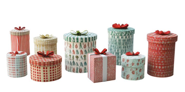 chistmas gift boxes isolated on transparent background.