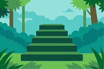 Obraz premium Green steps in lush tropical landscape