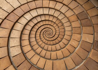 Fototapeta premium Spiral Brick Pathway Design in Outdoor Garden