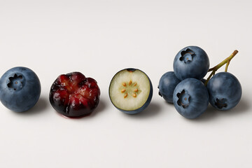 Close up shot of fresh blueberries vibrant blue sweet healthy organic fruit food isolated on white background