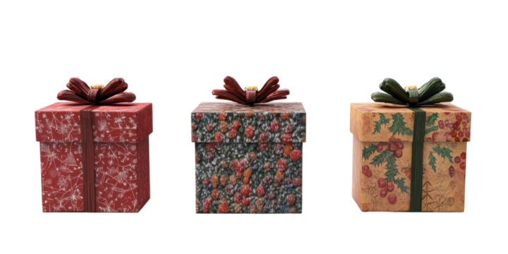 chistmas gift boxes isolated on transparent background.