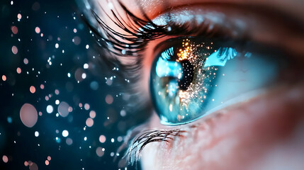 Deep space with stars and a luminous galaxy universe, a surreal cosmic eye