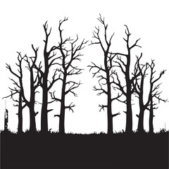 Obraz premium Silhouette of bare trees in a forest