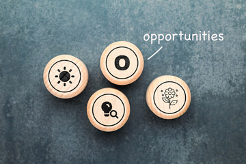 Conceptual image representing Opportunities in SWOT analysis. Perfect for market growth,...