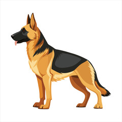 Majestic German Shepherd Dog Clipart Standing Profile Illustration