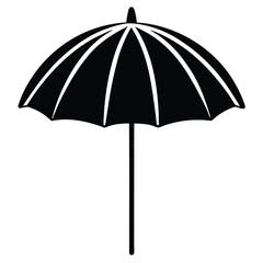 Obraz premium -minimal-beach-umbrella icon black vector illustration on transparent background