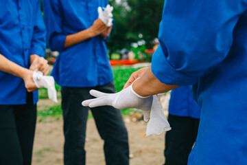 Community members preparing for a collaborative gardening project on a sunny afternoon in a local...