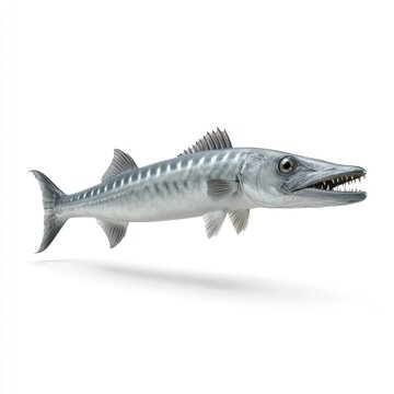 Realistic 3D Fish Model Swimming on White Background