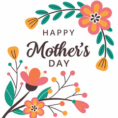 a floral bannar for happy mother's day card with beautiful colourfull flower with nice bold typography on the white background