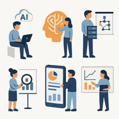 Vector Set AI data science vector isometric characters