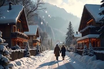 snow covered house in winter