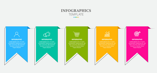 Vector infographic numbered process chart template. 5 steps