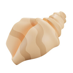 3D Seashell Still Life: Elegant Spiral Form on White