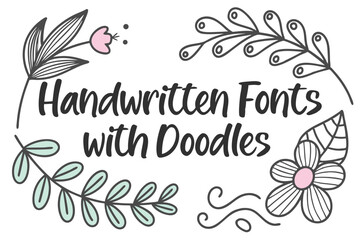 Handwritten fonts with doodles neat continuous design