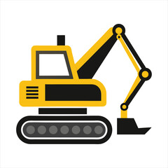 Cute Simple Yellow and Black Excavator Clipart for Construction Themes