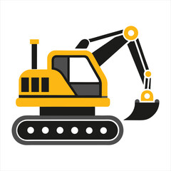 Cute Simple Yellow and Black Excavator Clipart for Construction Themes