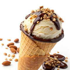 ice cream with chocolate and nuts