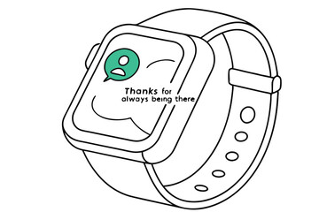 Smartwatch illustration with chat bubble icon