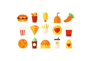 different fast food vector icon