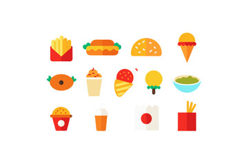 different fast food vector icon
