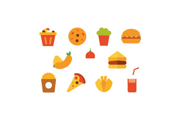 different fast food vector icon