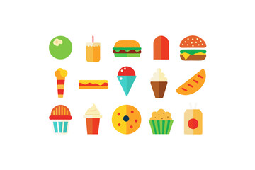 different fast food vector icon