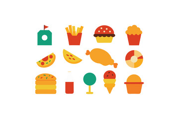 different fast food vector icon