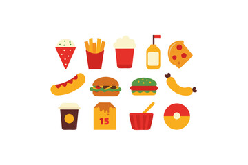 different fast food vector icon