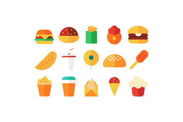 different fast food vector icon