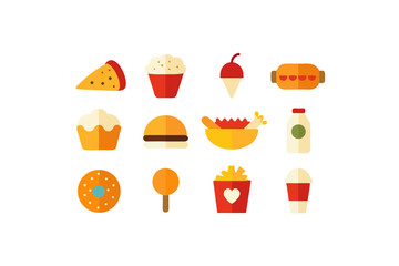 different fast food vector icon