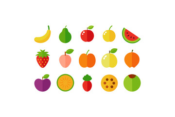 different fruits vector icon set