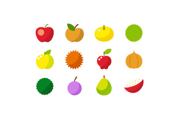 different fruits vector icon set