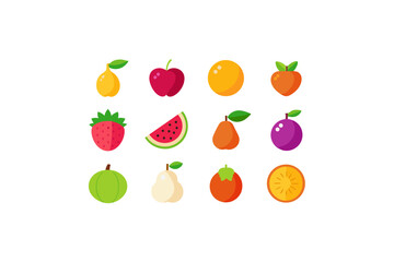 different fruits vector icon set