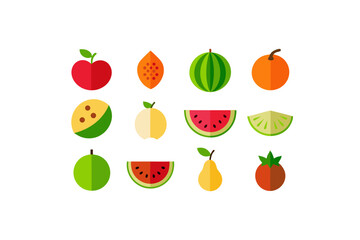 different fruits vector icon set