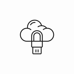 cloud security key icon sign vector