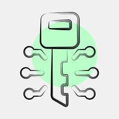 Icon digital key. Crypto currency elements. Icon in color spot style.
