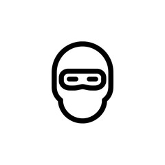 Face mask icon with eye holes in ski or tactical style for cold weather or outdoor activity