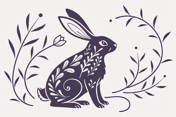Decorative Bunny Silhouette Illustration