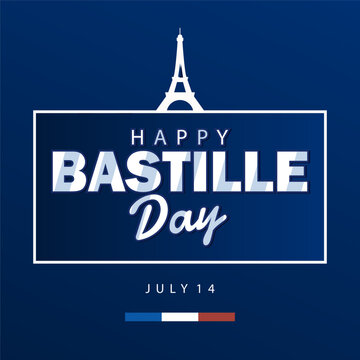 Happy bastille day banner celebration in French, 14th July