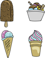 ice cream cup cone illustration set