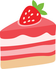 strawberry and chocolate Cake Vector Illustration